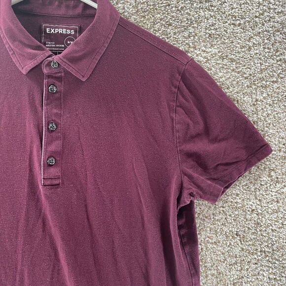 Express Polo Shirt Adult Medium Purple Stretch Moisture Wicking Cotton Preppy - Picture 3 of 11